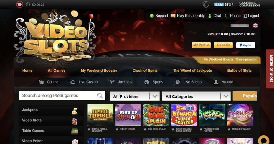 Slots & games at independent casino - Videoslots